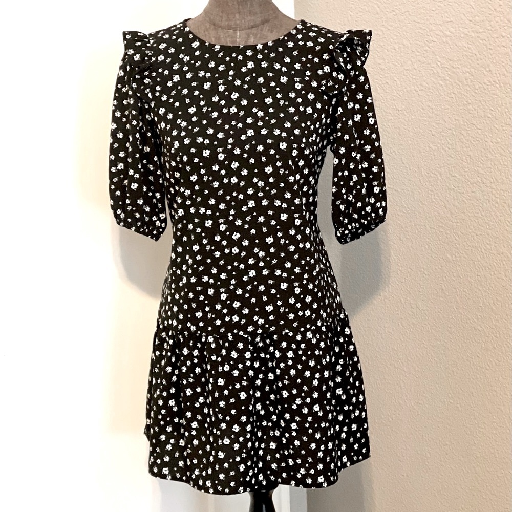 🖤 Divided H&M Black Floral Print S NWOT - Picture 1 of 4